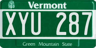 VT license plate XYU287