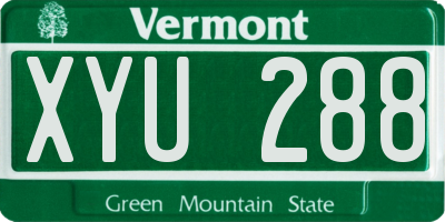 VT license plate XYU288