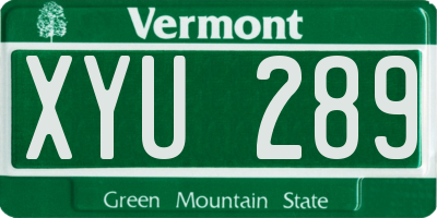 VT license plate XYU289