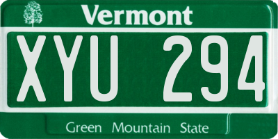 VT license plate XYU294
