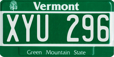 VT license plate XYU296