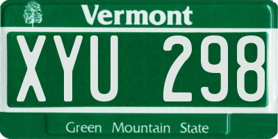 VT license plate XYU298