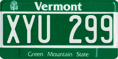 VT license plate XYU299