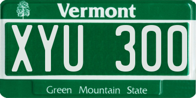 VT license plate XYU300