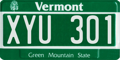 VT license plate XYU301