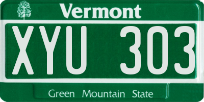 VT license plate XYU303