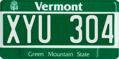 VT license plate XYU304