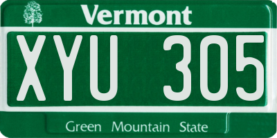 VT license plate XYU305