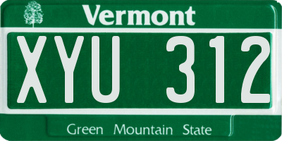 VT license plate XYU312