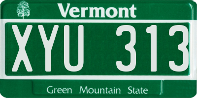 VT license plate XYU313