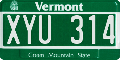VT license plate XYU314