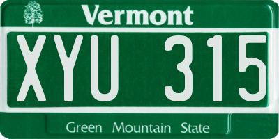 VT license plate XYU315