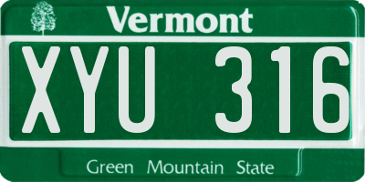 VT license plate XYU316