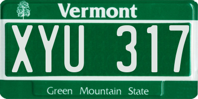 VT license plate XYU317