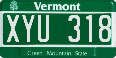 VT license plate XYU318