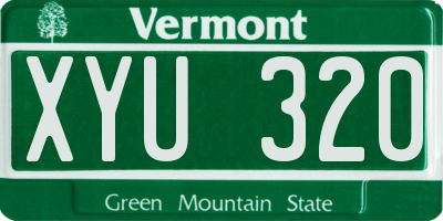 VT license plate XYU320
