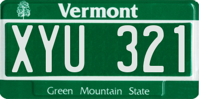 VT license plate XYU321