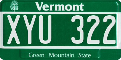 VT license plate XYU322