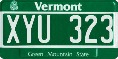 VT license plate XYU323