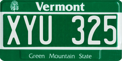 VT license plate XYU325