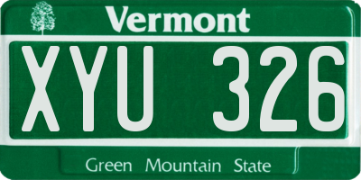VT license plate XYU326