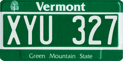 VT license plate XYU327