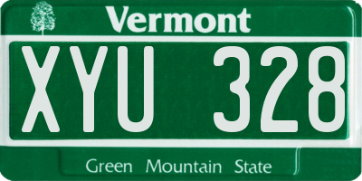 VT license plate XYU328