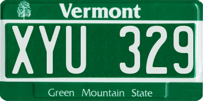 VT license plate XYU329