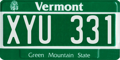 VT license plate XYU331