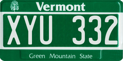 VT license plate XYU332