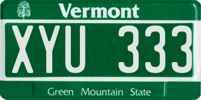 VT license plate XYU333