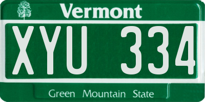 VT license plate XYU334