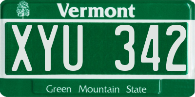 VT license plate XYU342