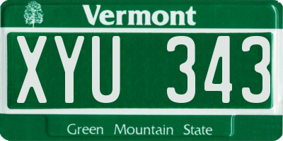 VT license plate XYU343