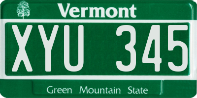 VT license plate XYU345