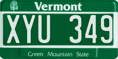 VT license plate XYU349