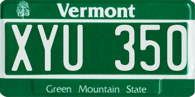 VT license plate XYU350