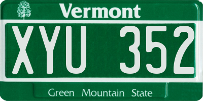 VT license plate XYU352