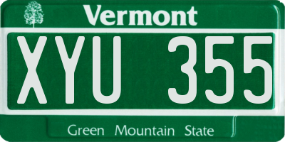 VT license plate XYU355