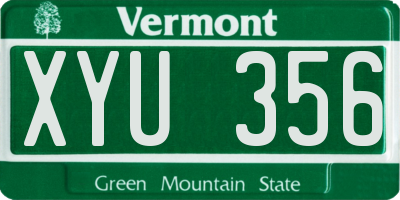 VT license plate XYU356