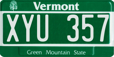 VT license plate XYU357