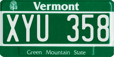 VT license plate XYU358
