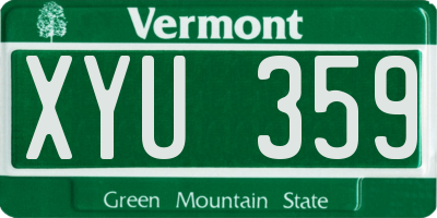 VT license plate XYU359