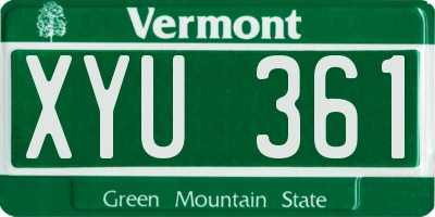 VT license plate XYU361