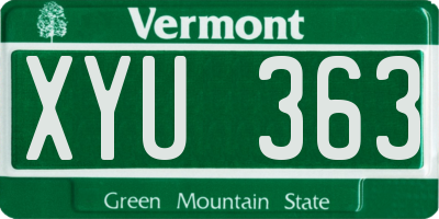 VT license plate XYU363