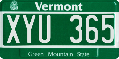VT license plate XYU365