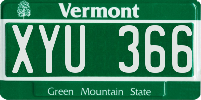 VT license plate XYU366