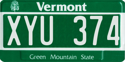 VT license plate XYU374