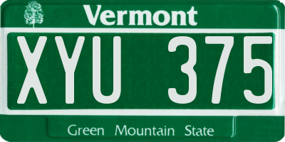 VT license plate XYU375