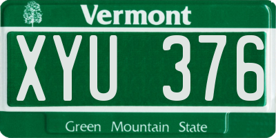 VT license plate XYU376